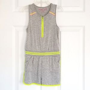 Girls Sleeveless Romper Gray and Neon Size Small